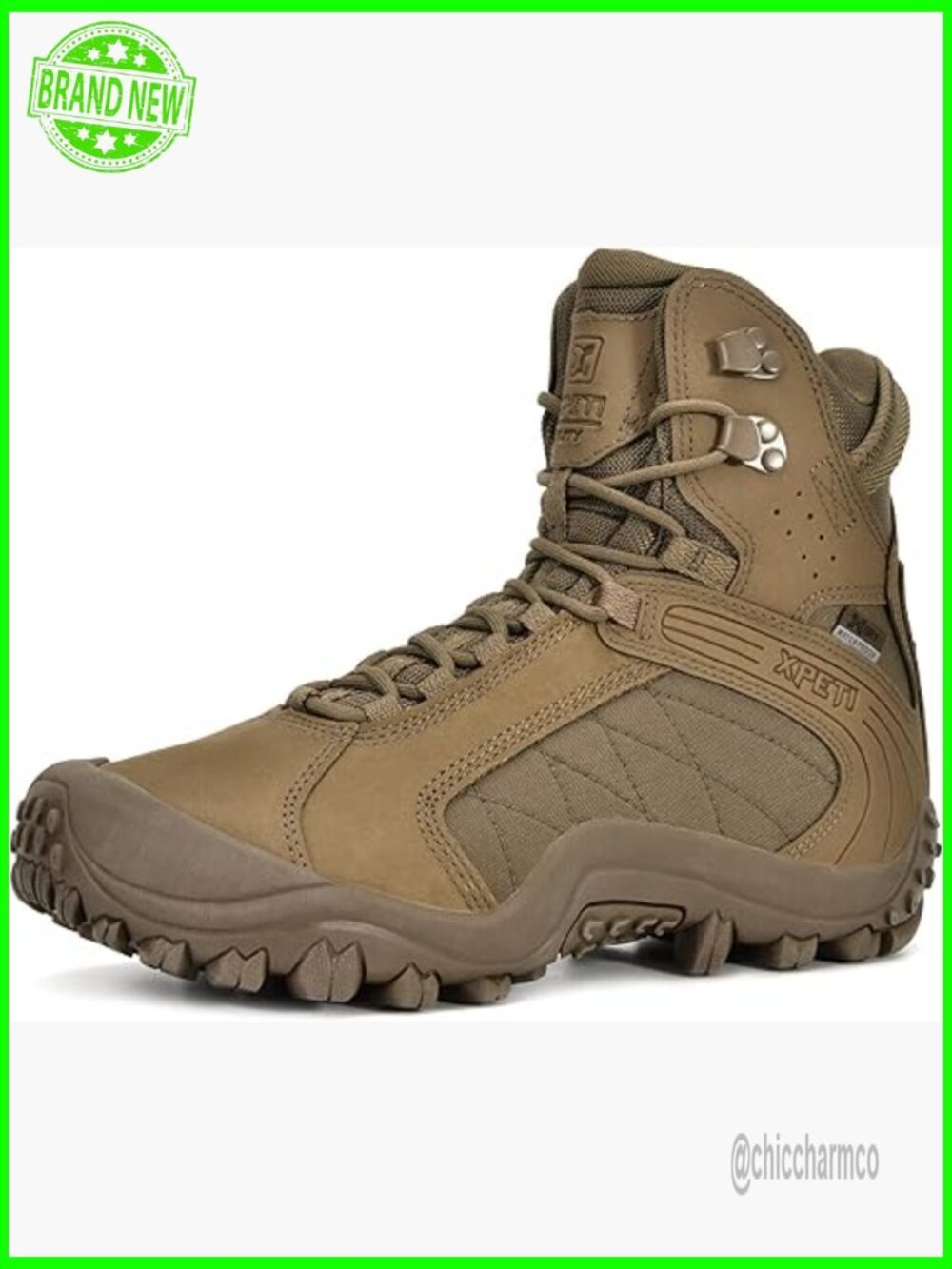 Tactical Lace-Up Combat Boots Waterproof Leather Hiking Boot with Nubuck Upper